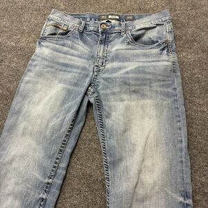 Buckle BKE Jake Bootleg Jeans Mens 36x30 Faded Whiskered Stretch Denim